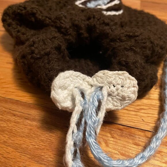 Heart Pouch BagHandmade crochet - brown, white and... - Picture 3 of 6